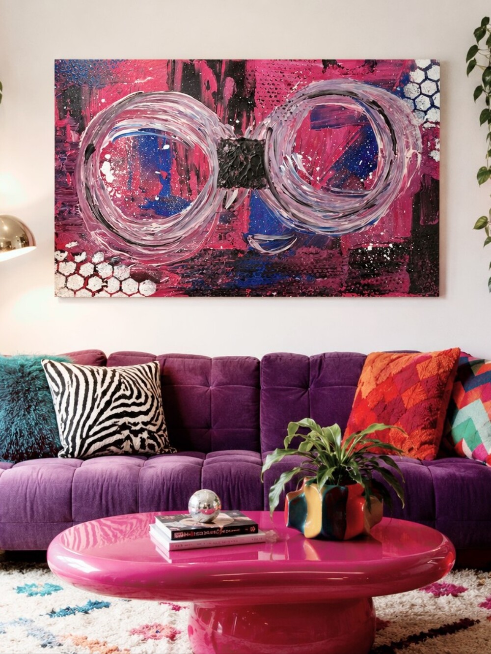 HANDCRAFTED Abstract Painting HANDMADE Artwork HANDPAINTED Wall Art Decor 24x36